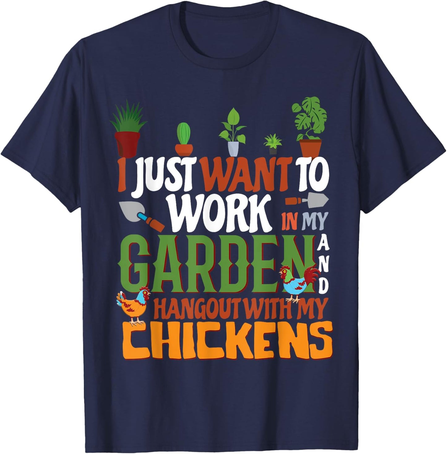 Garden And Chickens T-Shirt - T-Shirt | Navy