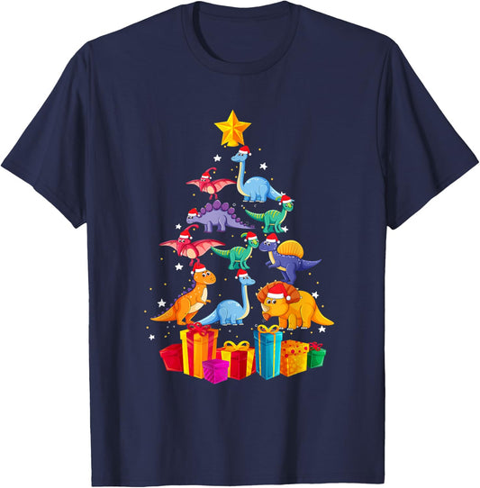 Tree Rex Funny Dinosaur Christmas Kids Adults Gift T-Shirt - T-Shirt | Navy