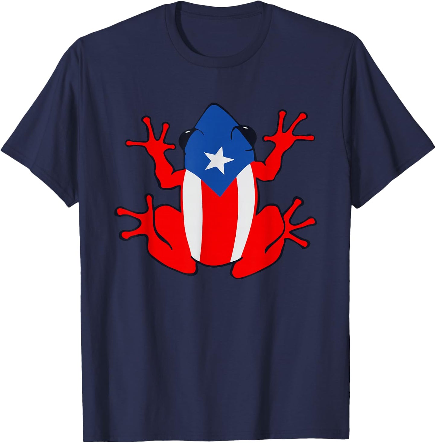 Patriotic Puerto Rico Flag Frog Puero Rican Culture Roots T-Shirt - T-Shirt | Navy