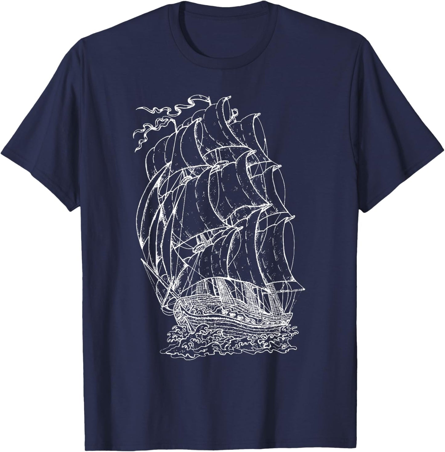 Pirate Ship Vintage Retro Nautical Sailing Boat Captain T-Shirt - T-Shirt | Navy
