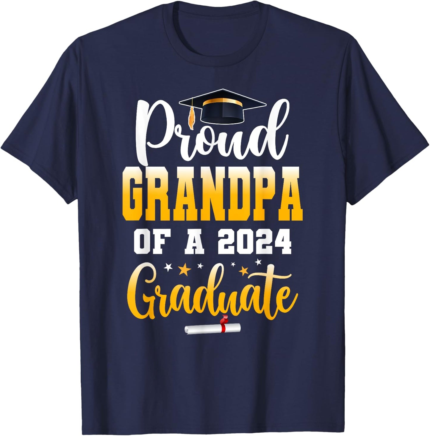 Proud Grandpa Of A Class Of 2024 Graduate Senior Grandpa T-Shirt - T-Shirt | Navy