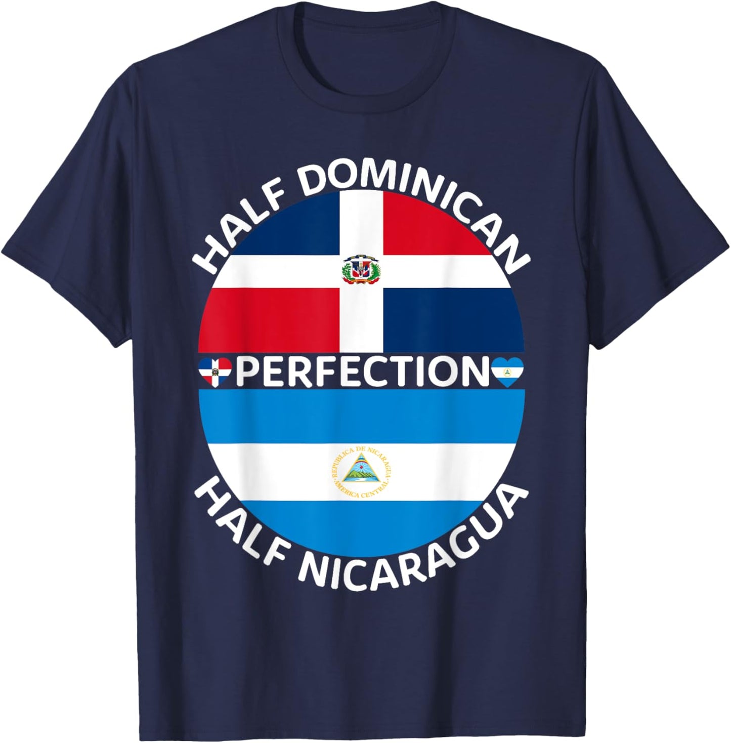 Half Nicaraguan Half Dominican Republic Nicaragua Flag Men T-Shirt - T-Shirt | Navy