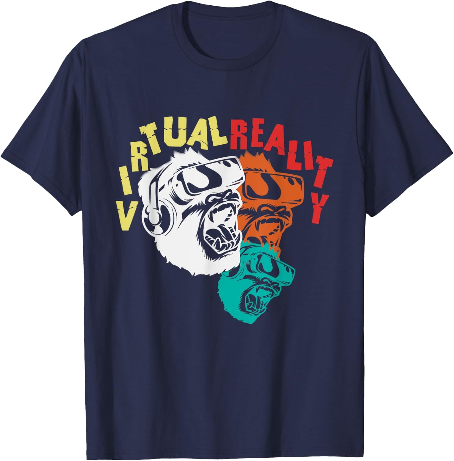 VR Virtual Reality Monkey Player Gamer Gorilla Gift T-Shirt - T-Shirt | Navy