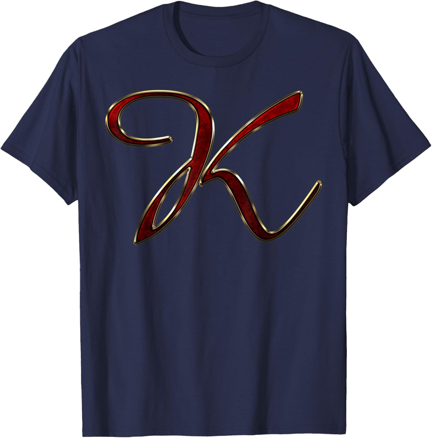 Monogram Initial Letter K Red T-Shirt - T-Shirt | Navy