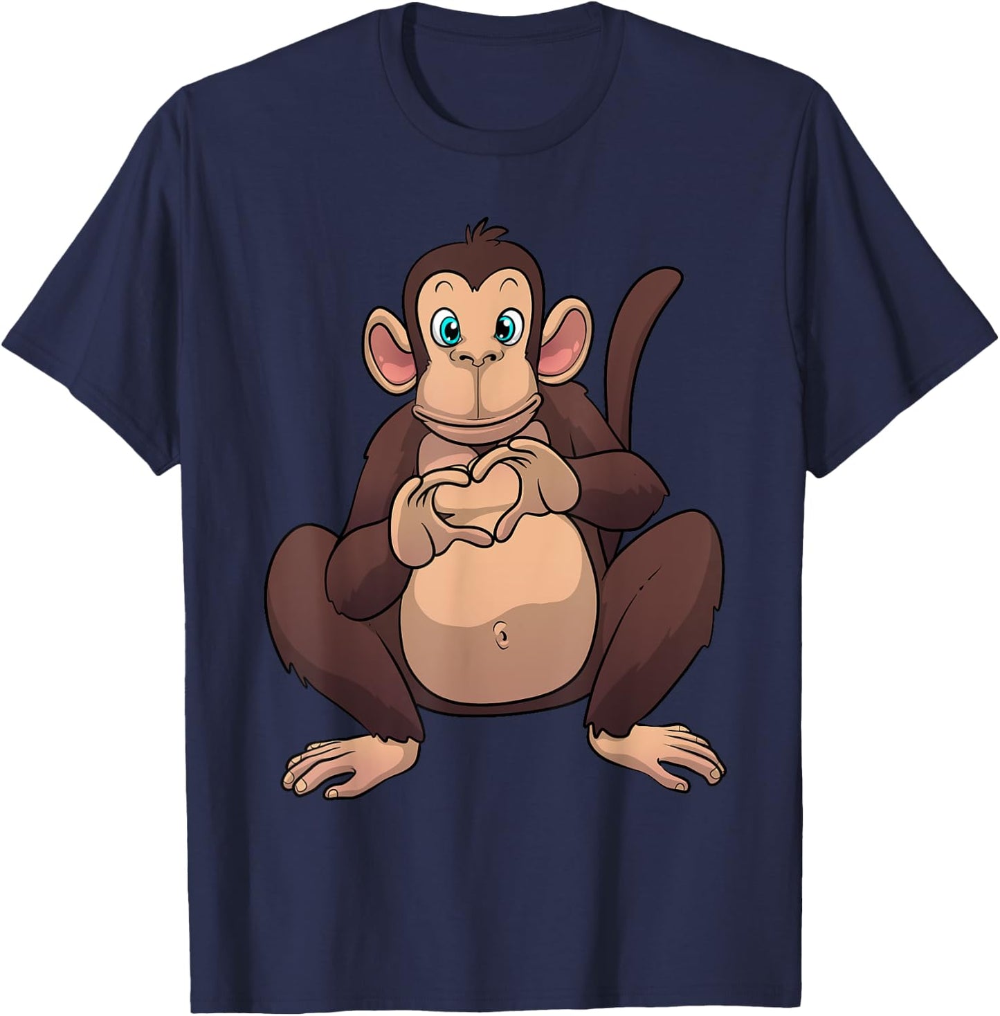 Monkey Art Women Gorilla Animal Valentines Monkey T-Shirt - T-Shirt | Navy