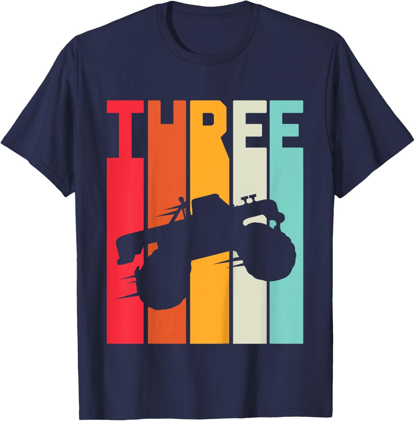 3rd Birthday Retro Monster Truck 3 Years Boys Girl Kids T-Shirt - T-Shirt | Navy