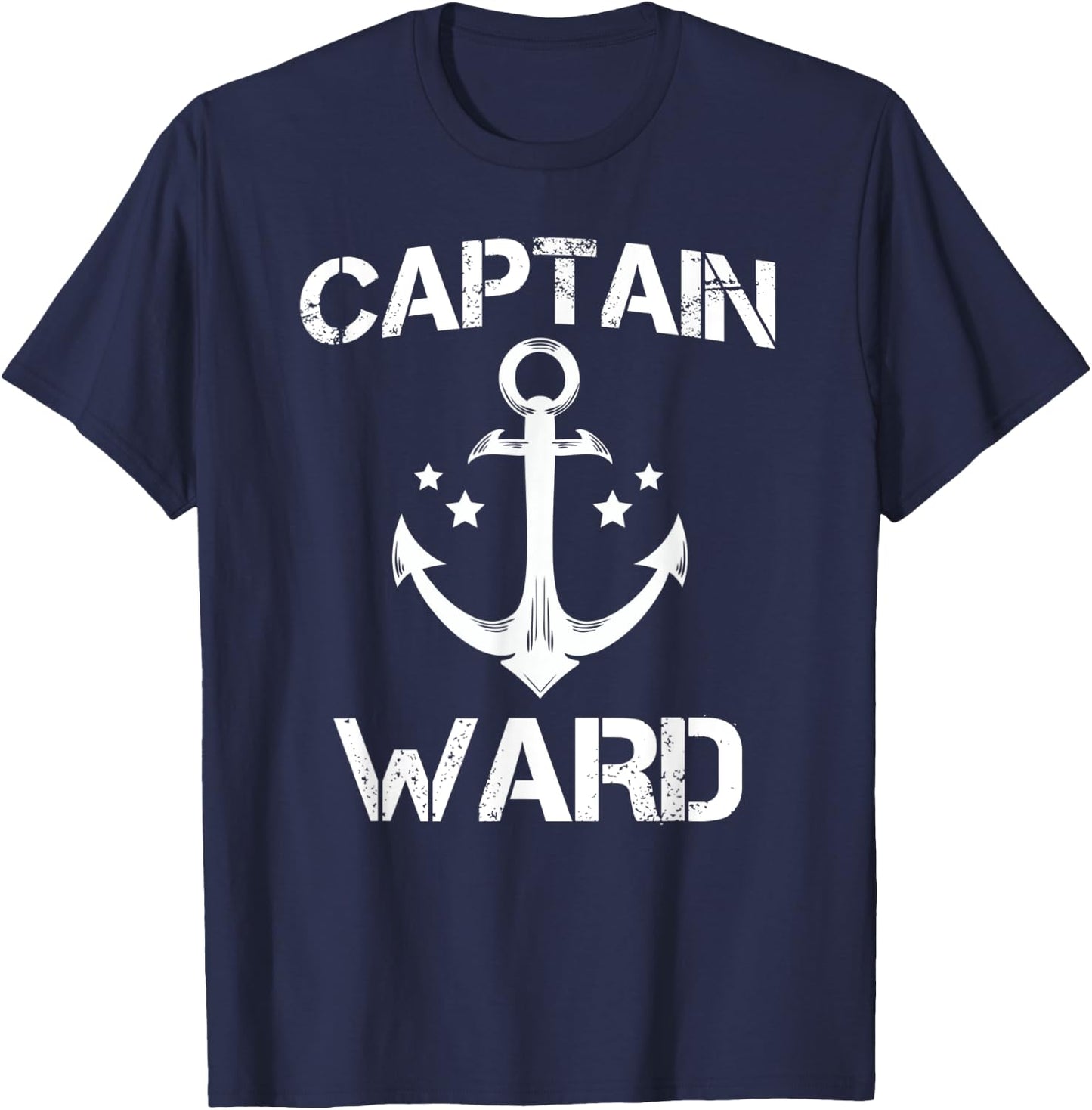 CAPTAIN WARD Funny Birthday Personalized Name Boat Gift T-Shirt - T-Shirt | Navy