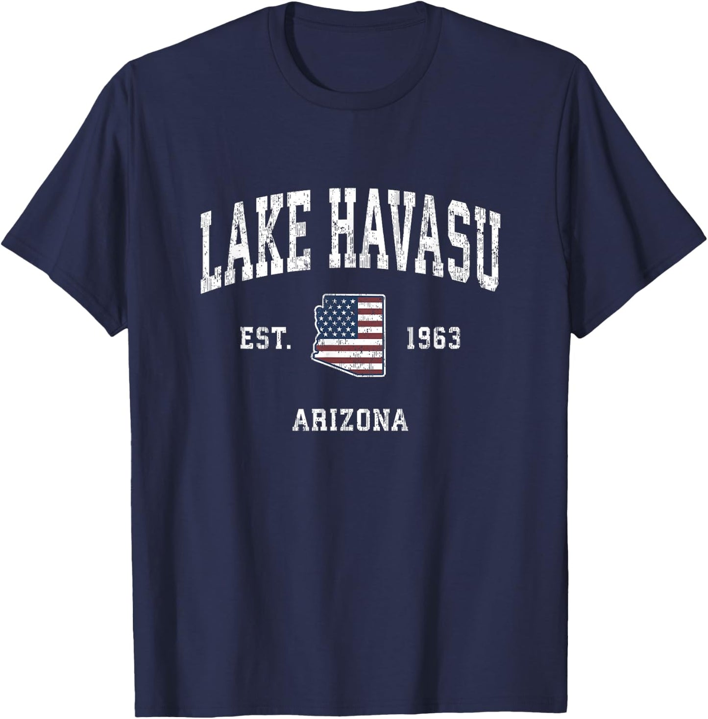 Lake Havasu Arizona AZ Vintage American Flag Sports Design T-Shirt - T-Shirt | Navy