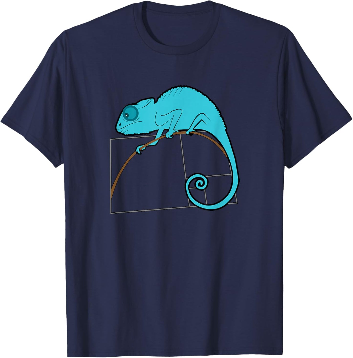 Fibonacci Chameleon Golden Ratio T-Shirt - T-Shirt | Navy