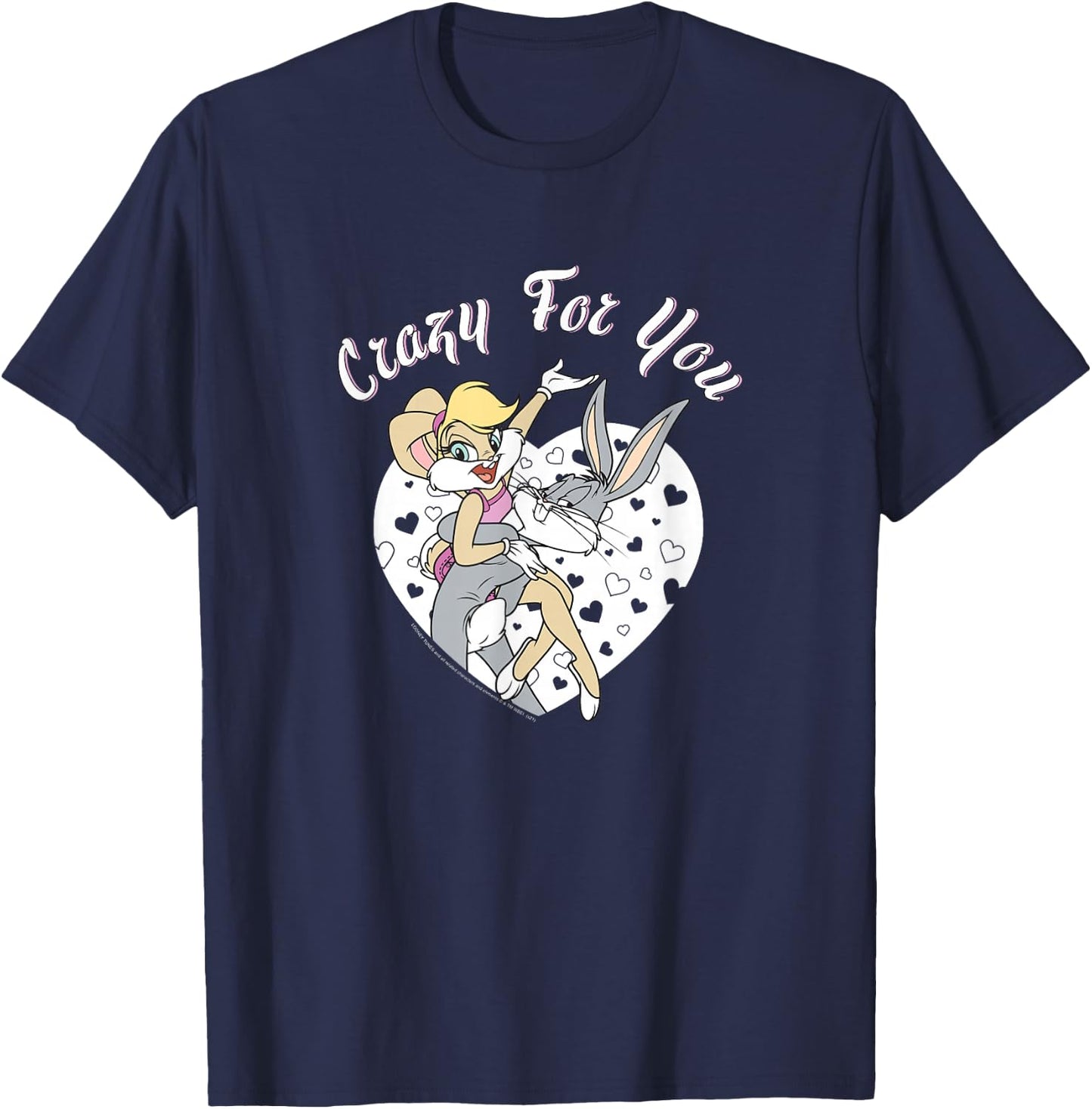 Looney Tunes Bugs And Lola Crazy For You Heart Portrait T-Shirt - T-Shirt | Navy