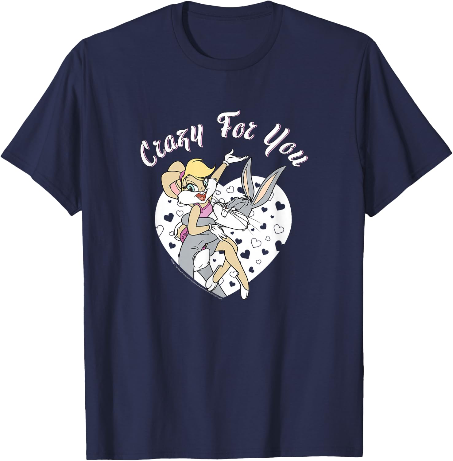 Looney Tunes Bugs And Lola Crazy For You Heart Portrait T-Shirt - T-Shirt | Navy