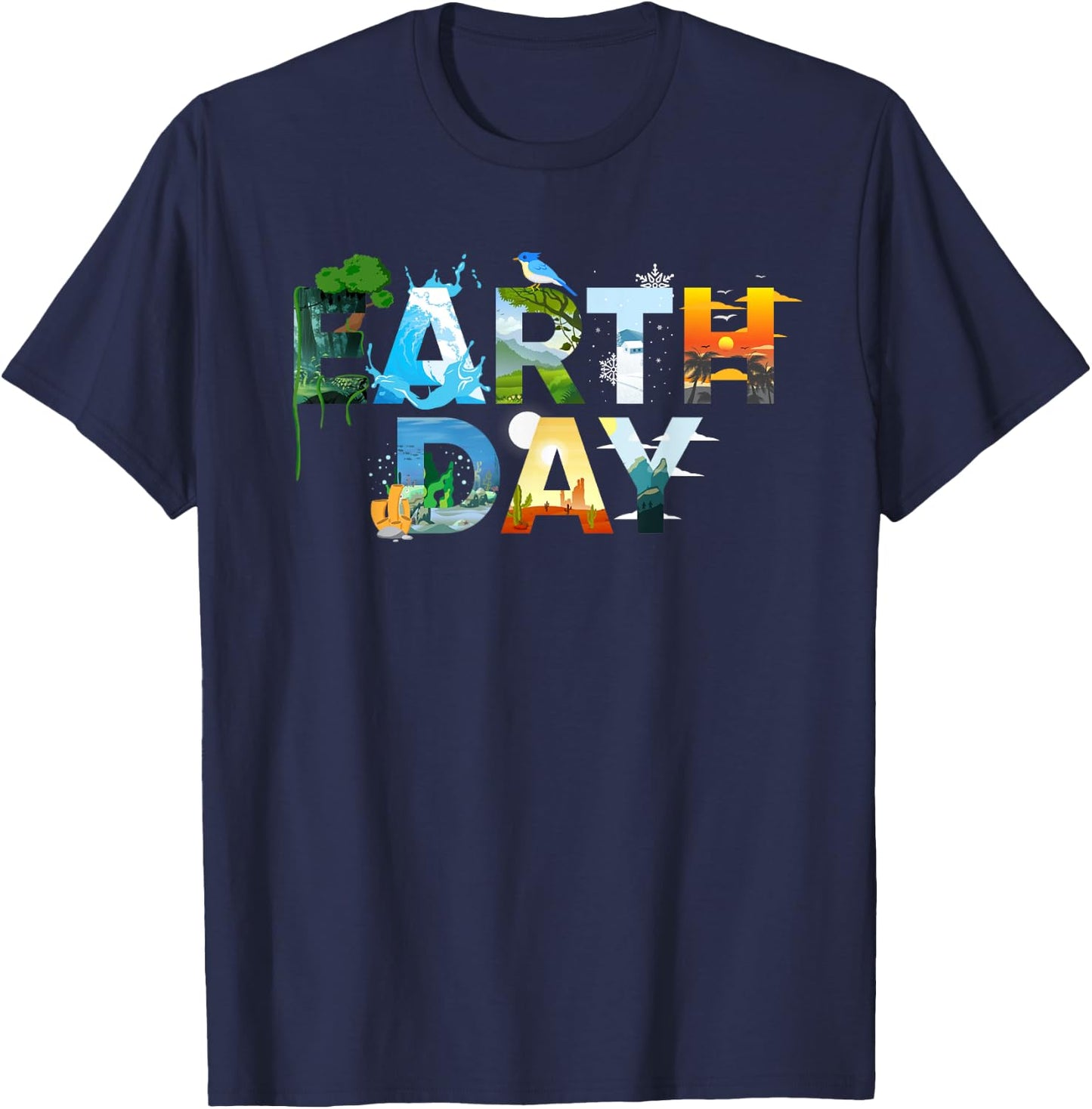 Earth Day Environmental Protection Save Tree & Animals T-Shirt - T-Shirt | Navy