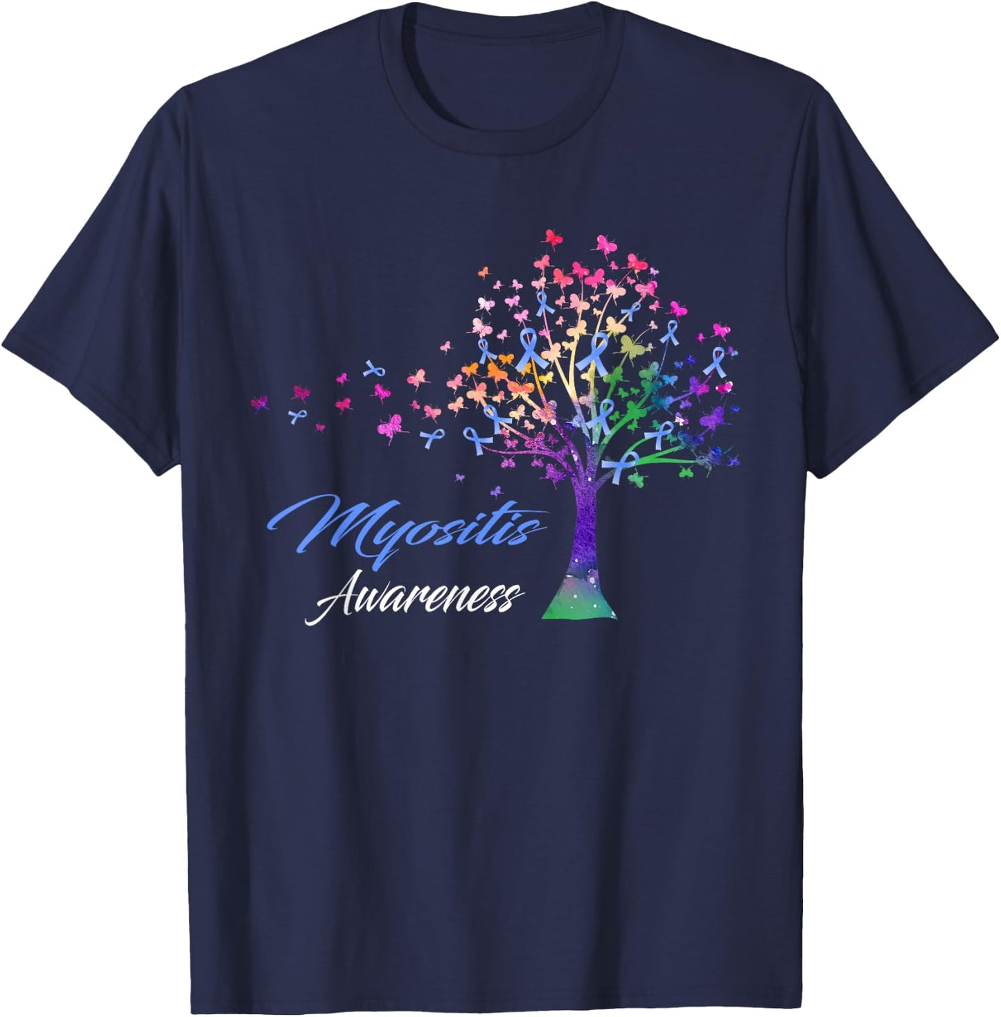 Tree Ribbon Myositis Awareness T-Shirt - T-Shirt | Navy