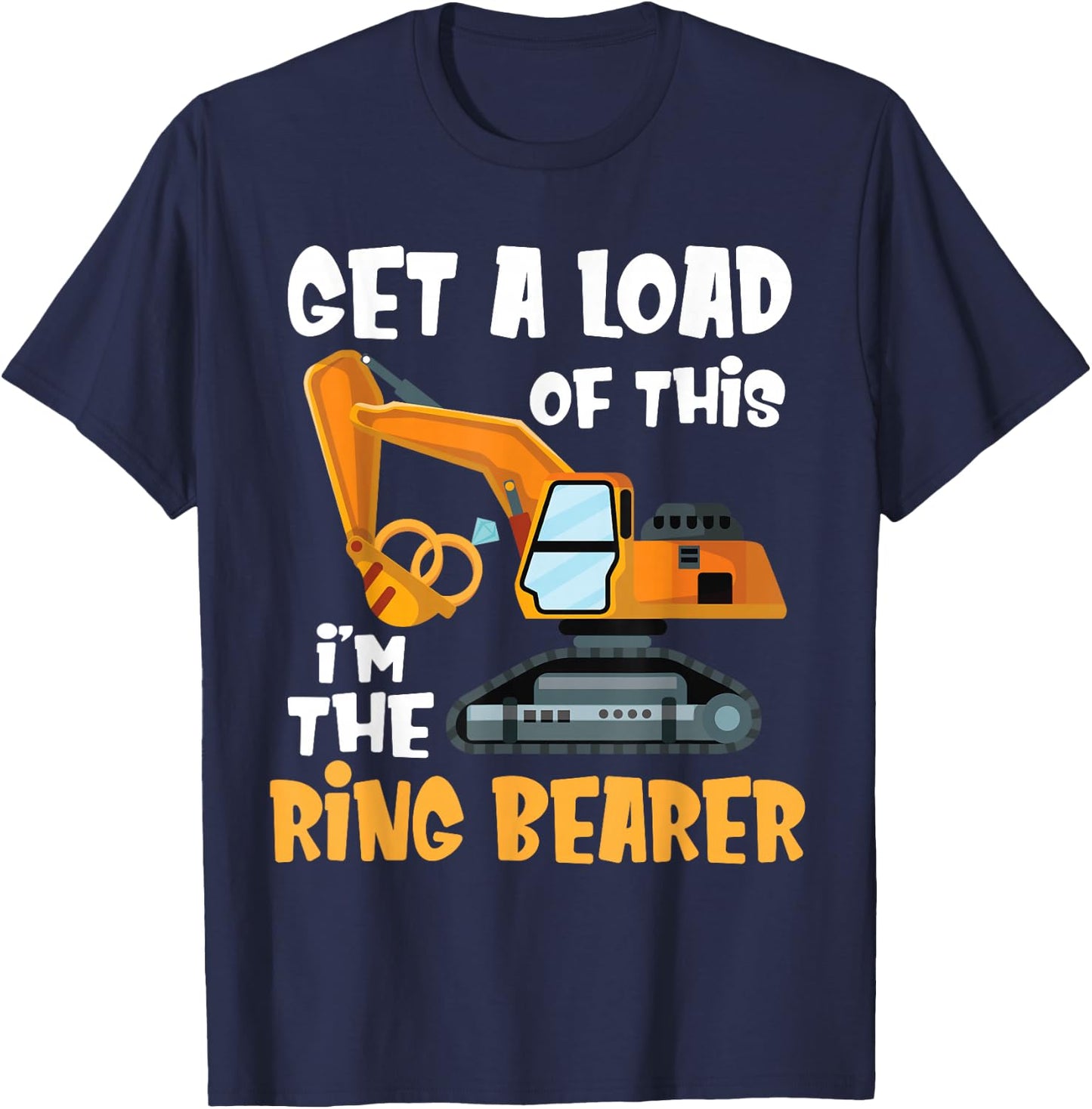 Funny Wedding Party Ring Bearer Excavator Boys Ring Bearer T-Shirt - T-Shirt | Navy