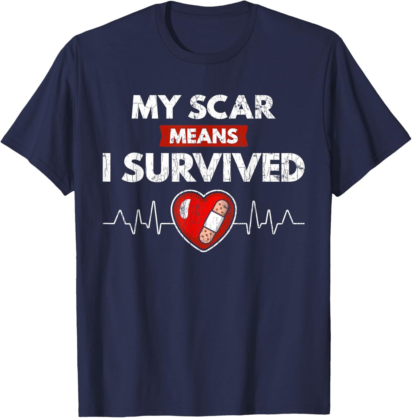 Congenital Heart Defect Awareness CHD Scars Happy Gift T-Shirt - T-Shirt | Navy
