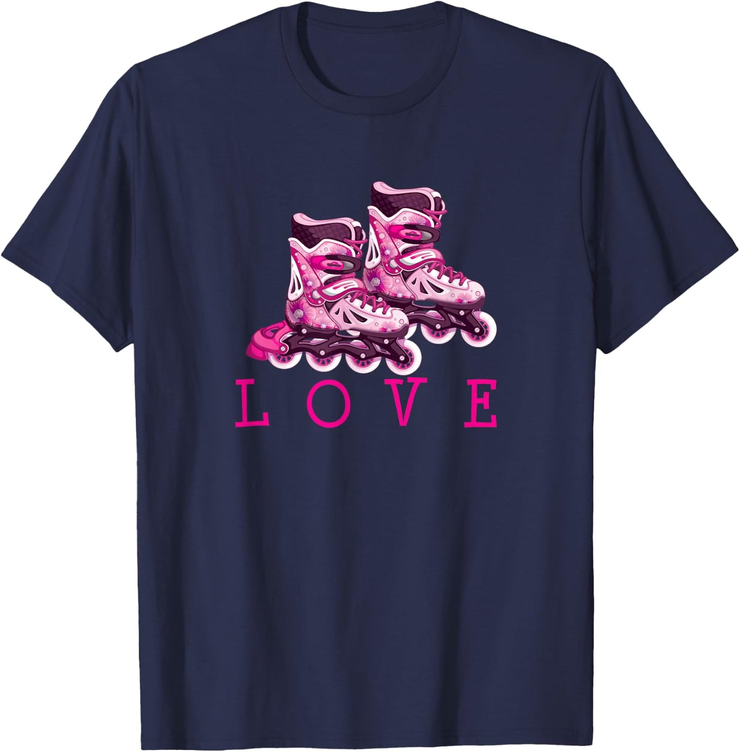 Love Skating Rollerblade Girl Gift Women Cute Fun T-Shirt - T-Shirt | Navy