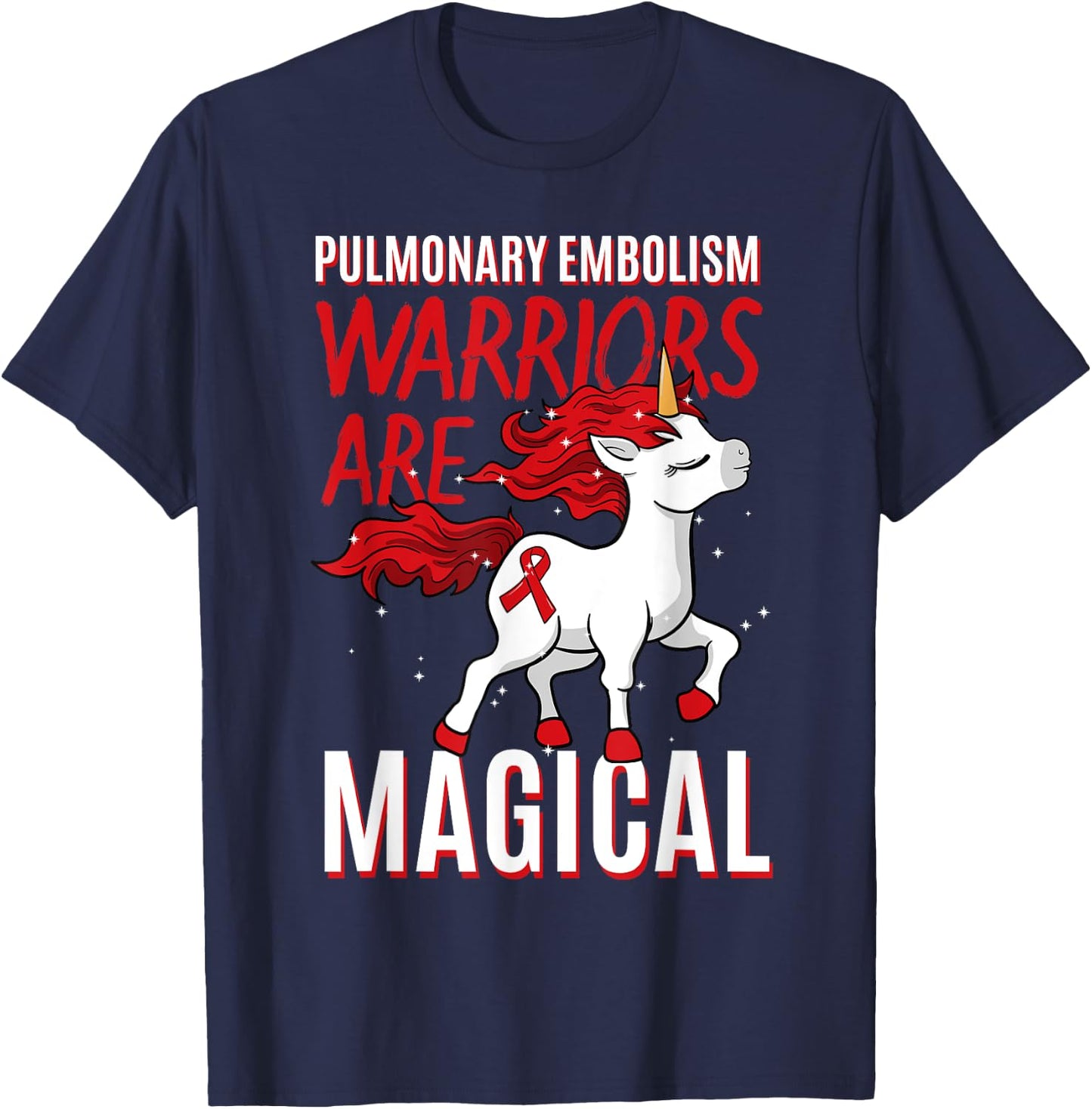 Pulmonary Embolism Awareness Warrior PE Unicorn Lover T-Shirt - T-Shirt | Navy