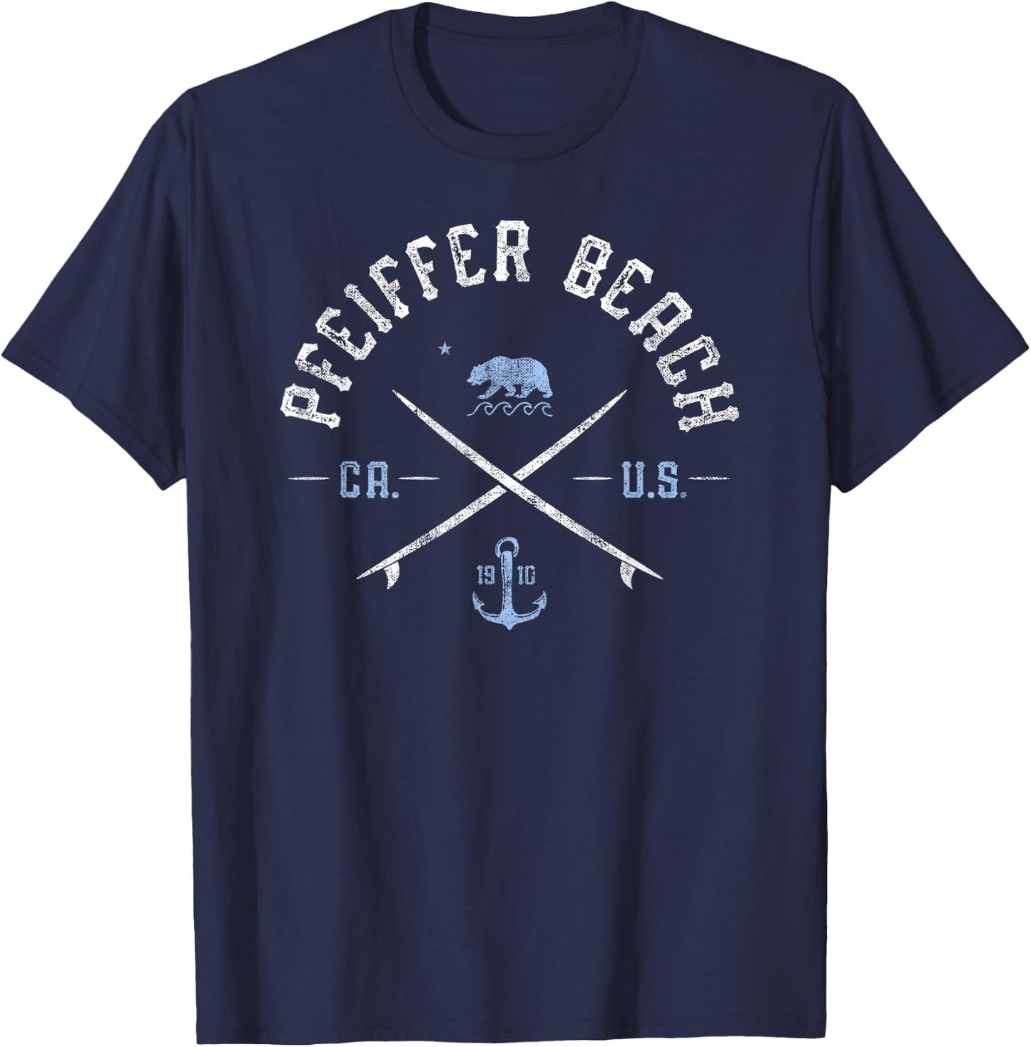 Pfeiffer Beach CA Vintage California Travel T-Shirt - T-Shirt | Navy