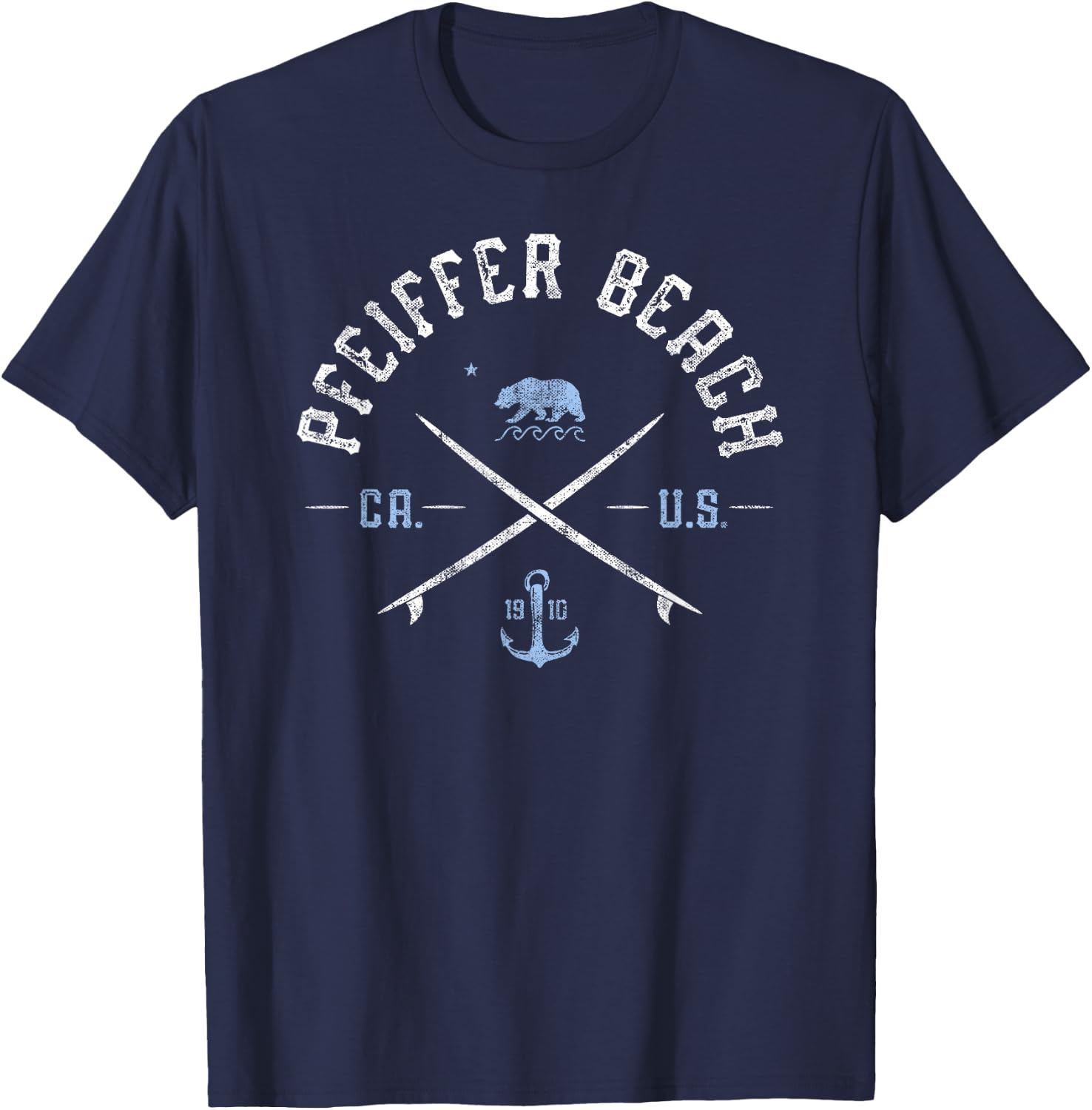 Pfeiffer Beach CA Vintage California Travel T-Shirt - T-Shirt | Navy