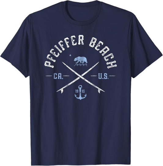Pfeiffer Beach CA Vintage California Travel T-Shirt - T-Shirt | Navy