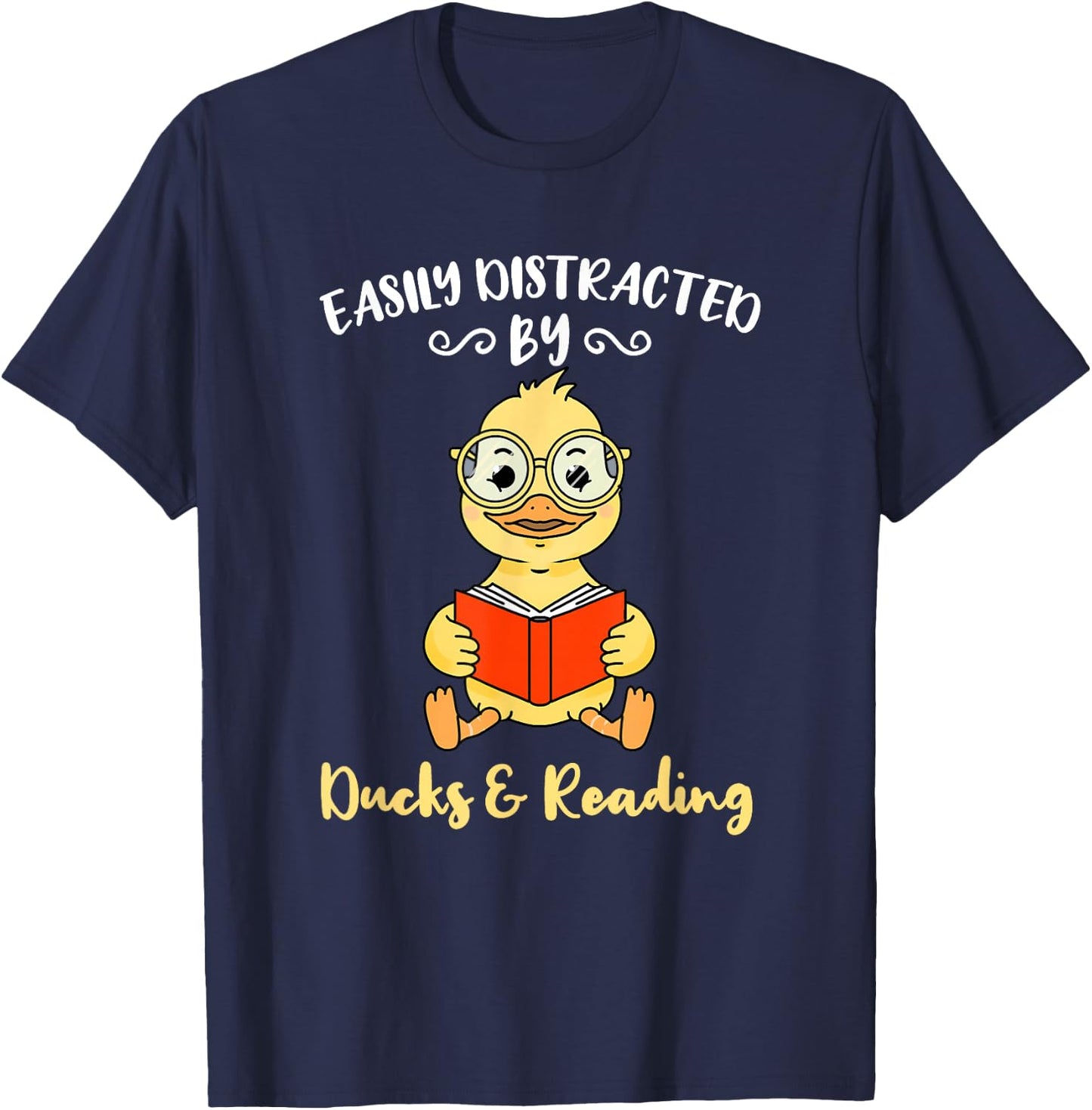 Easily Distracted By Ducks And Reading Librarian T-Shirt - T-Shirt | Navy