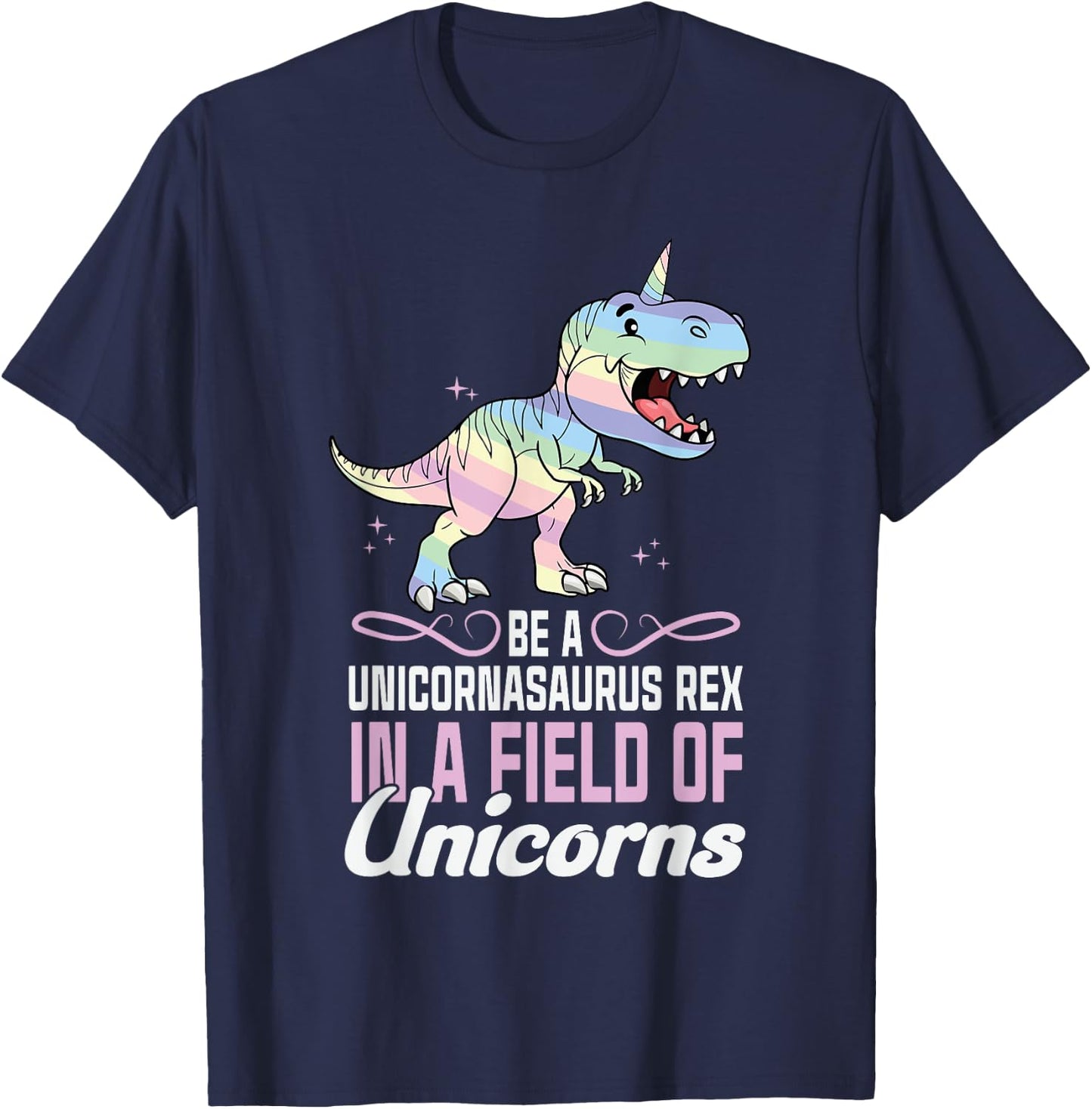 Cute Dinocorn Dinosaur Girls Unicorn T-Shirt - T-Shirt | Navy