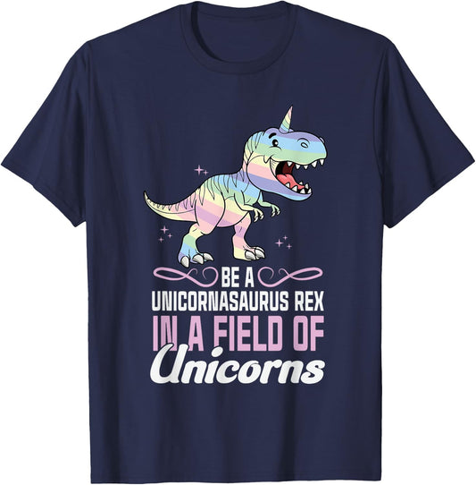 Cute Dinocorn Dinosaur Girls Unicorn T-Shirt - T-Shirt | Navy