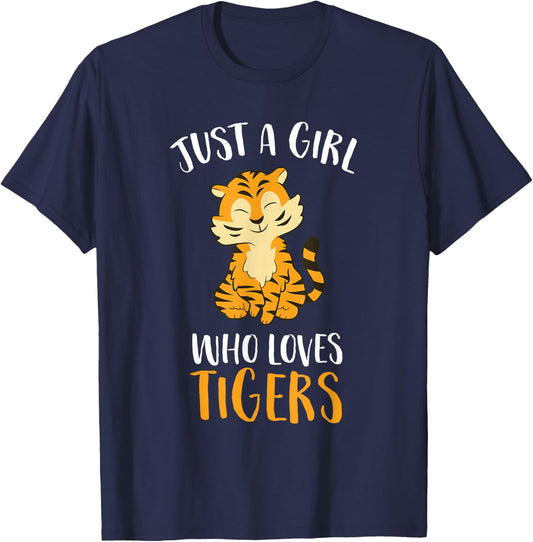 Just A Girl Who Loves Tigers Cute Tiger Small T-Shirt - T-Shirt | Navy