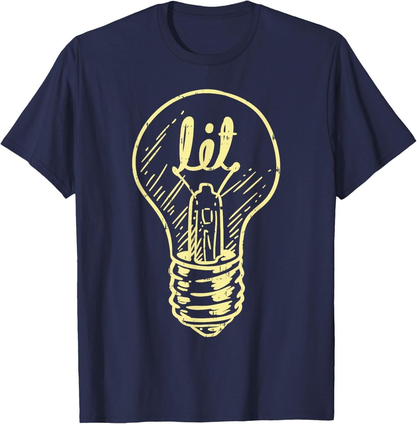 Lit Light Bulb Master Electrician Lineman Men Women Gift T-Shirt - T-Shirt | Navy
