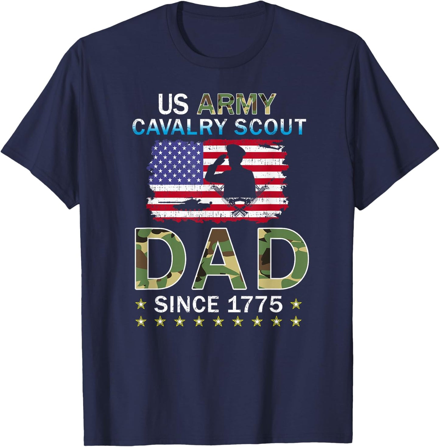 Proud Army Dad-Proud Cavalry Scout Dad Camouflage Army T-Shirt - T-Shirt | Navy