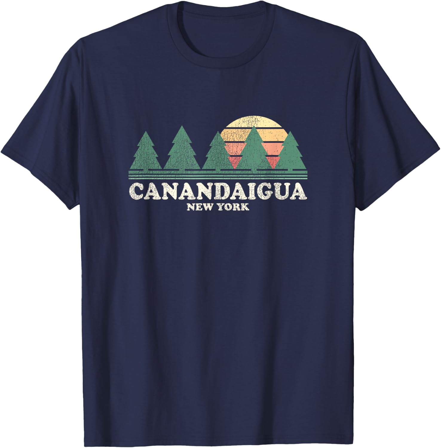 Canandaigua NY Vintage Throwback Retro 70s Design T-Shirt - T-Shirt | Navy