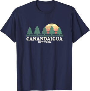 Canandaigua NY Vintage Throwback Retro 70s Design T-Shirt - T-Shirt | Navy