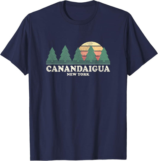 Canandaigua NY Vintage Throwback Retro 70s Design T-Shirt - T-Shirt | Navy