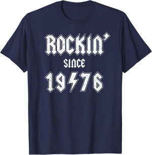 rockin' since 1976, generation X rocker celebrate birth year T-Shirt - T-Shirt | Navy