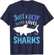 Kids Shark Just A Boy Who Loves Sharks Gift T-Shirt - T-Shirt | Navy