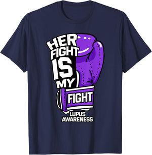 Her Fight Is My Fight Systemic Lupus Erythematosus Purple T-Shirt - T-Shirt | Navy