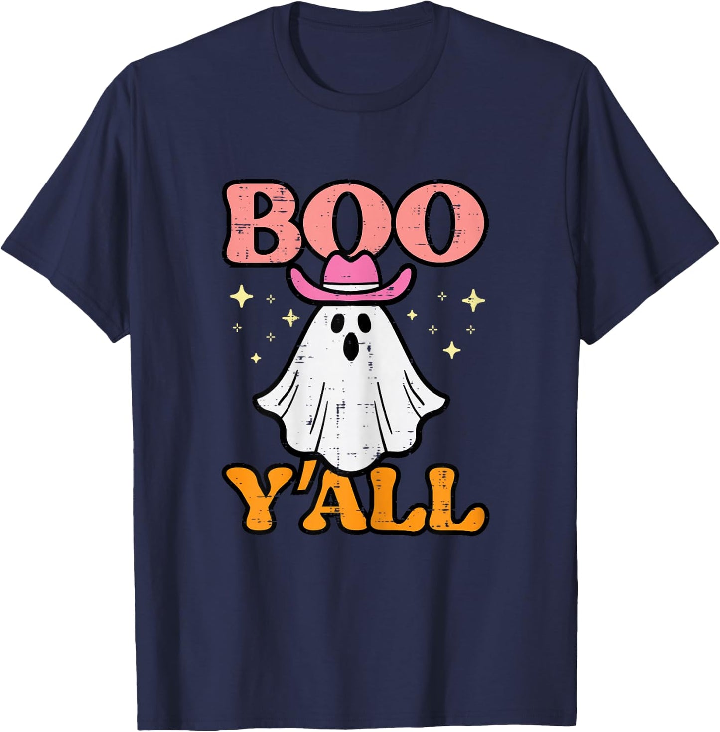 Halloween Boo Yall Ghost Cowgirl Costume Girls Kids Women T-Shirt - T-Shirt | Navy