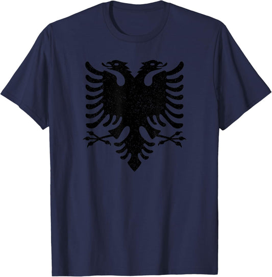 Albania Flag Albanian Double-headed Eagle T-Shirt - T-Shirt | Navy