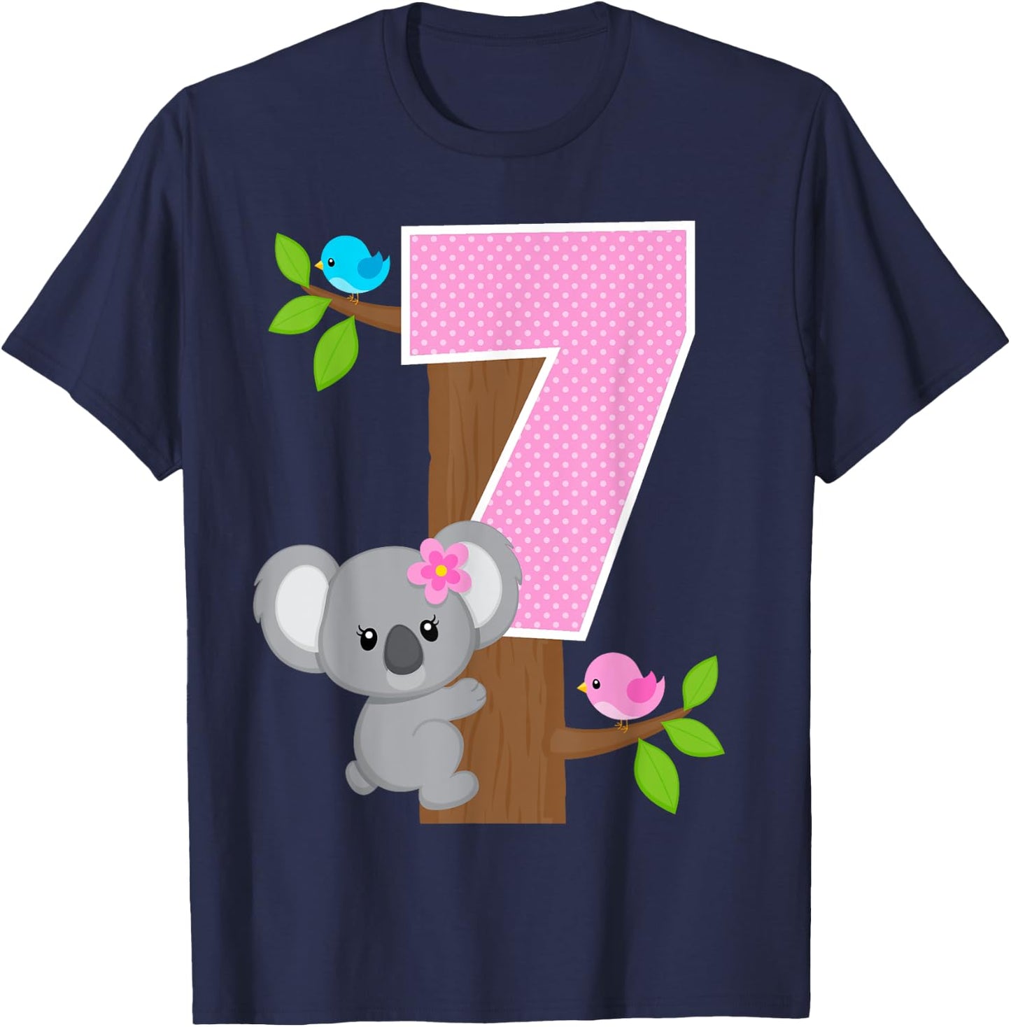 Koala Bear 7th Birthday Girl 7 Year Old Birthday Koalas Bday T-Shirt - T-Shirt | Navy