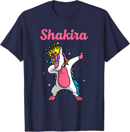 Shakira Name Personalized Birthday Dabbing Unicorn Queen T-Shirt - T-Shirt | Navy
