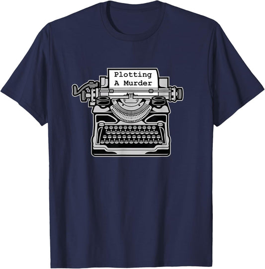 Plotting A Murder - Vintage Typewriter Murder Mystery Writer T-Shirt - T-Shirt | Navy