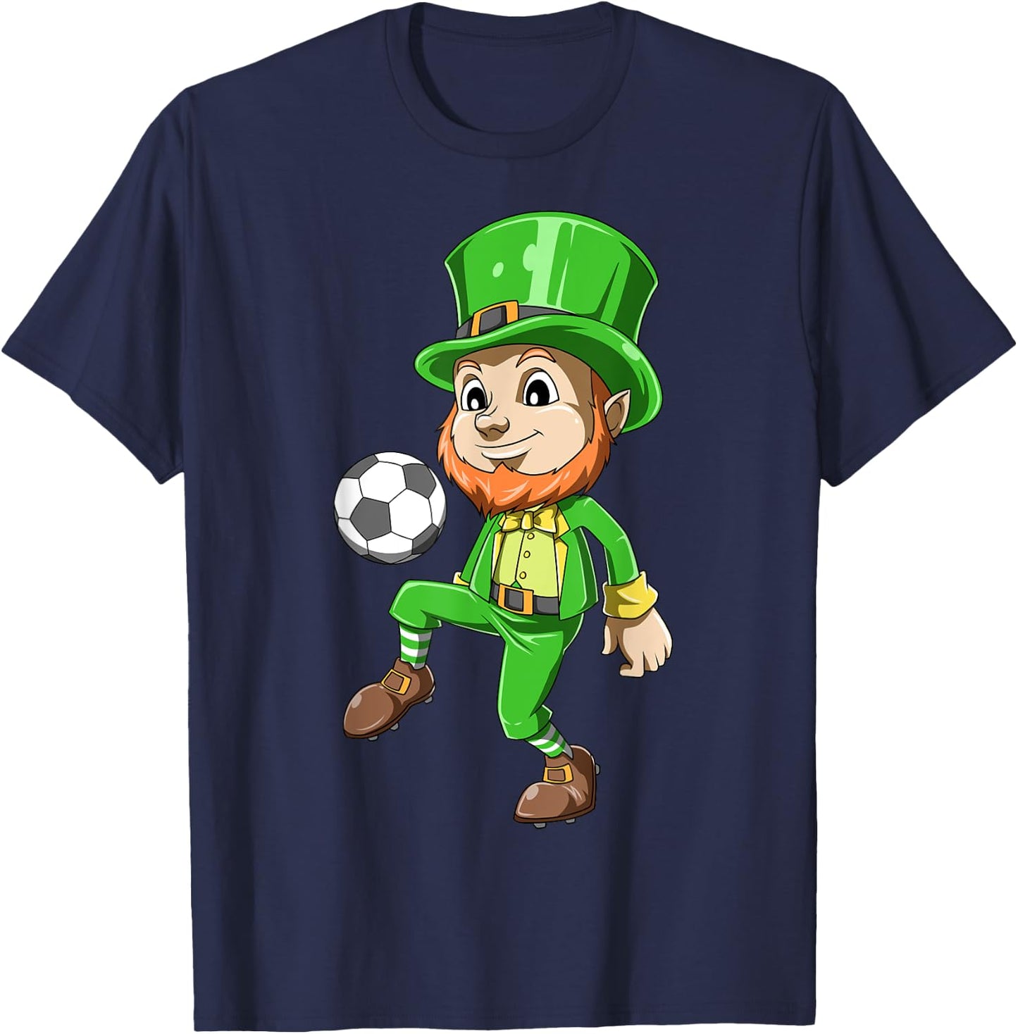 St Patrick's Day Soccer Irish Leprechaun Lucky Soccer Player T-Shirt - T-Shirt | Navy