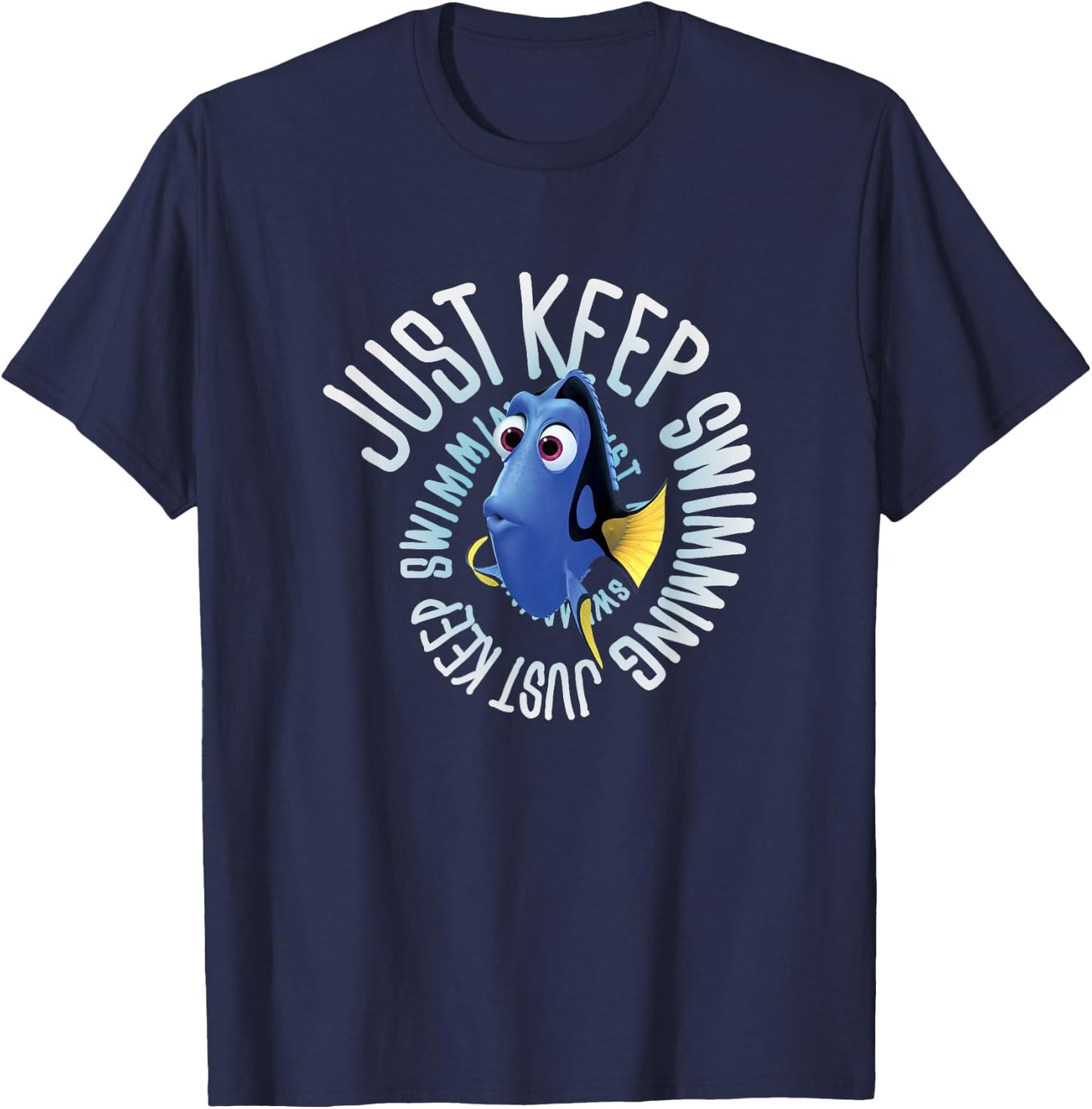 Disney Pixar Finding Dory Just Keep Swimming Big Chest Logo T-Shirt - T-Shirt | Navy