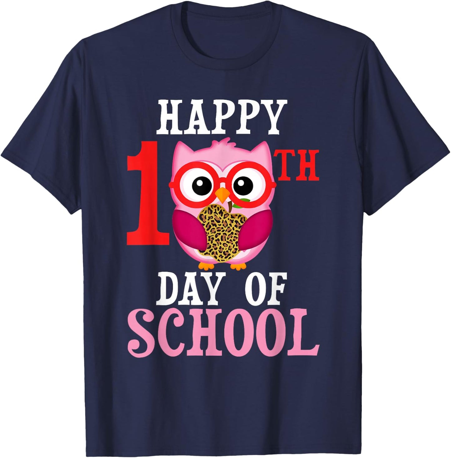 Happy 100th Day Of School Owl Cute Teacher Student Girls Owl T-Shirt - T-Shirt | Navy