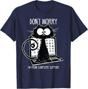 Funny Cat Saying Computer Support Men Women T-Shirt - T-Shirt | Navy