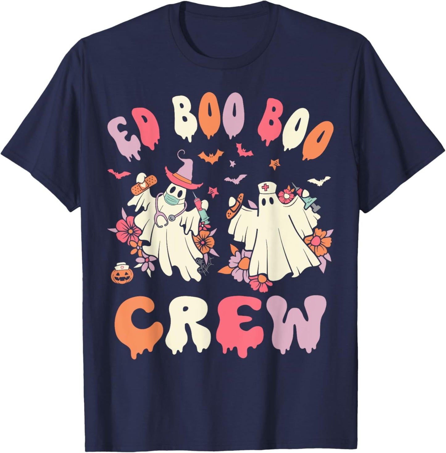 Cute Emergency Department Funny ER Nurse Halloween T-Shirt - T-Shirt | Navy