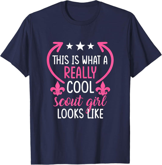 This is What a Really Cool Scout Girl Looks Like Scouts Gift T-Shirt - T-Shirt | Navy