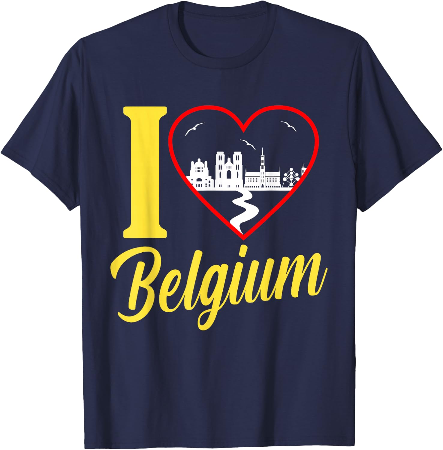 Funny Belgium Flag Shirt Roots From Usa Belgium T-Shirt - T-Shirt | Navy