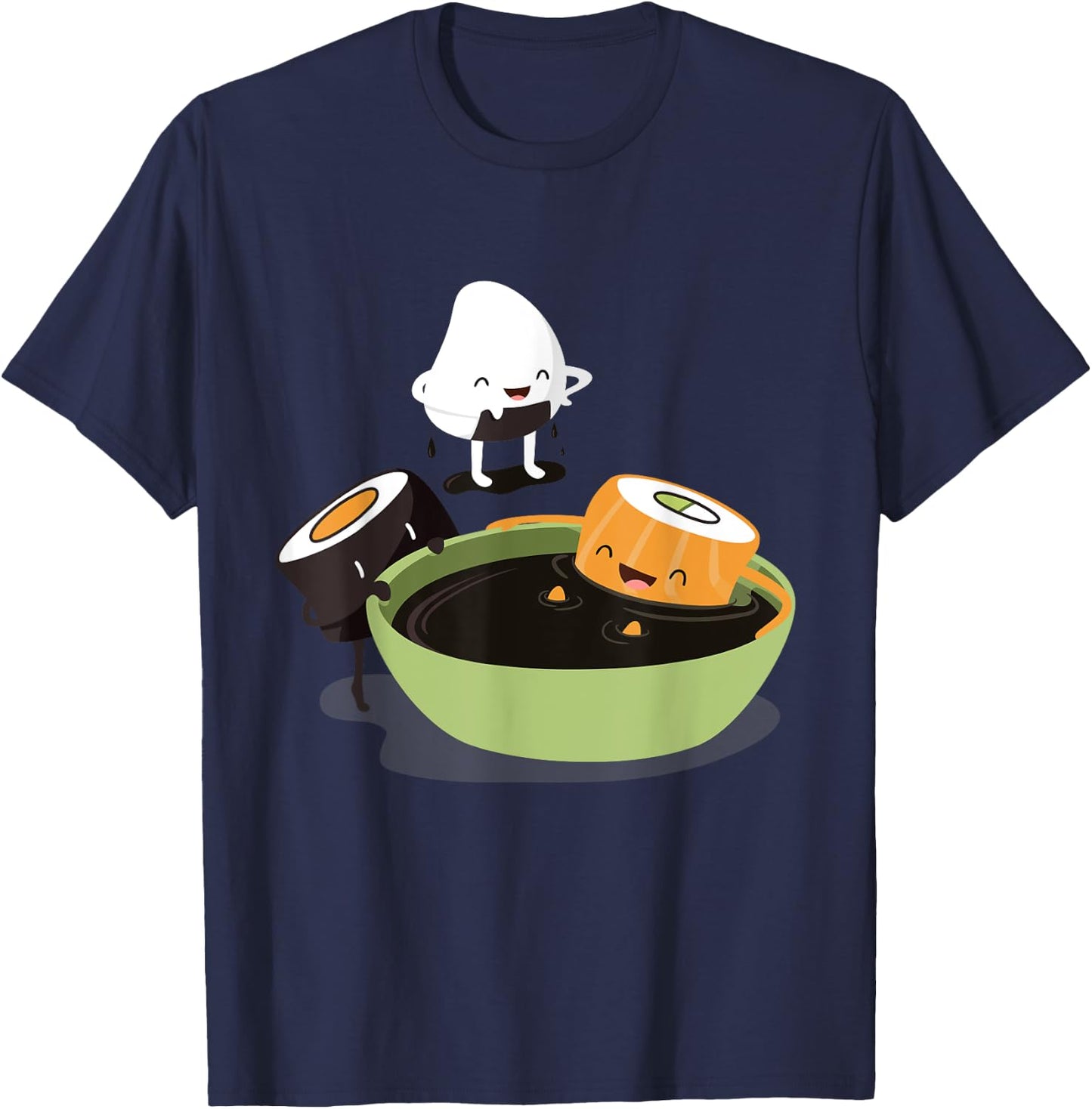 Japanese Food Funny Cute Kawaii Funny Cute Sushi Bath T-Shirt - T-Shirt | Navy