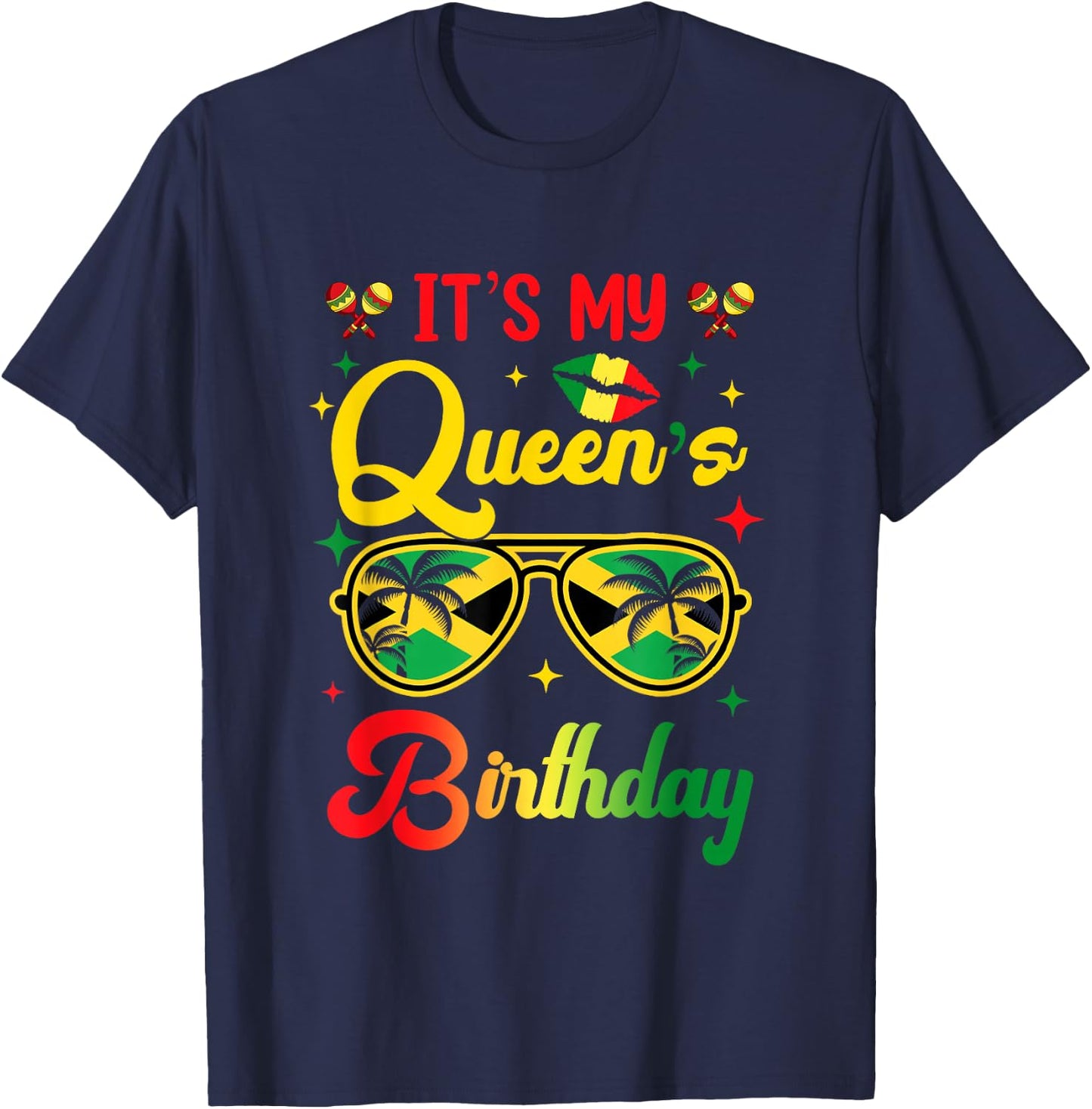 It's My Queen's Birthday Jamaica Birthday Girl Party T-Shirt - T-Shirt | Navy